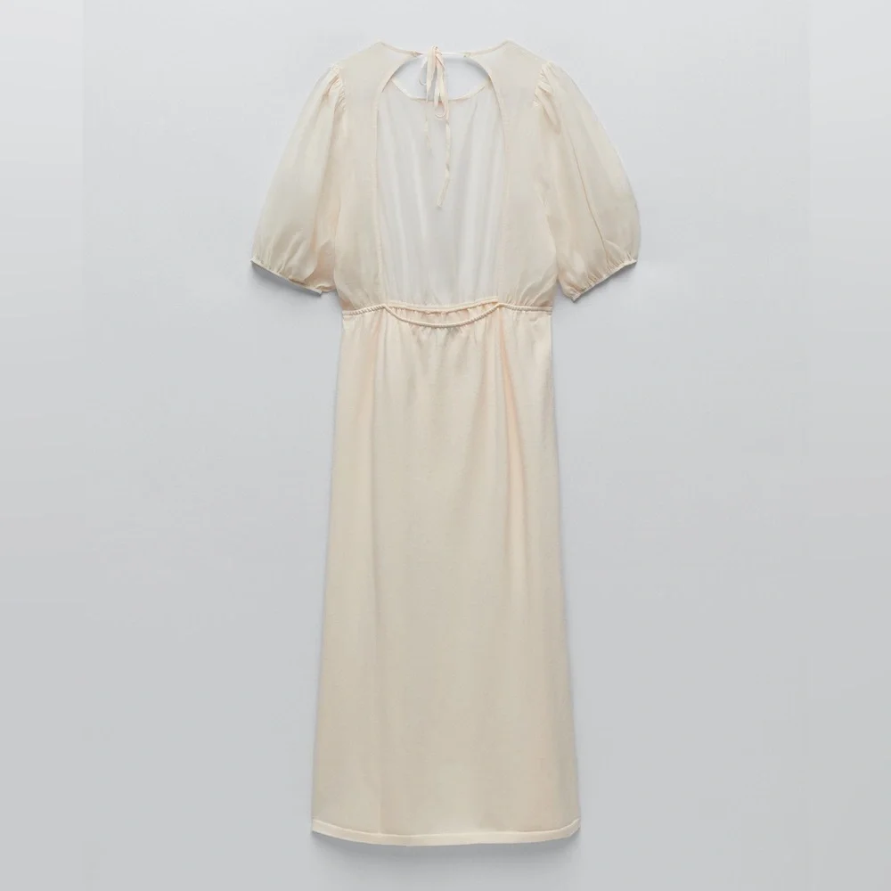 Zara contrasting knit dress cream NWT - Picture 6 of 7